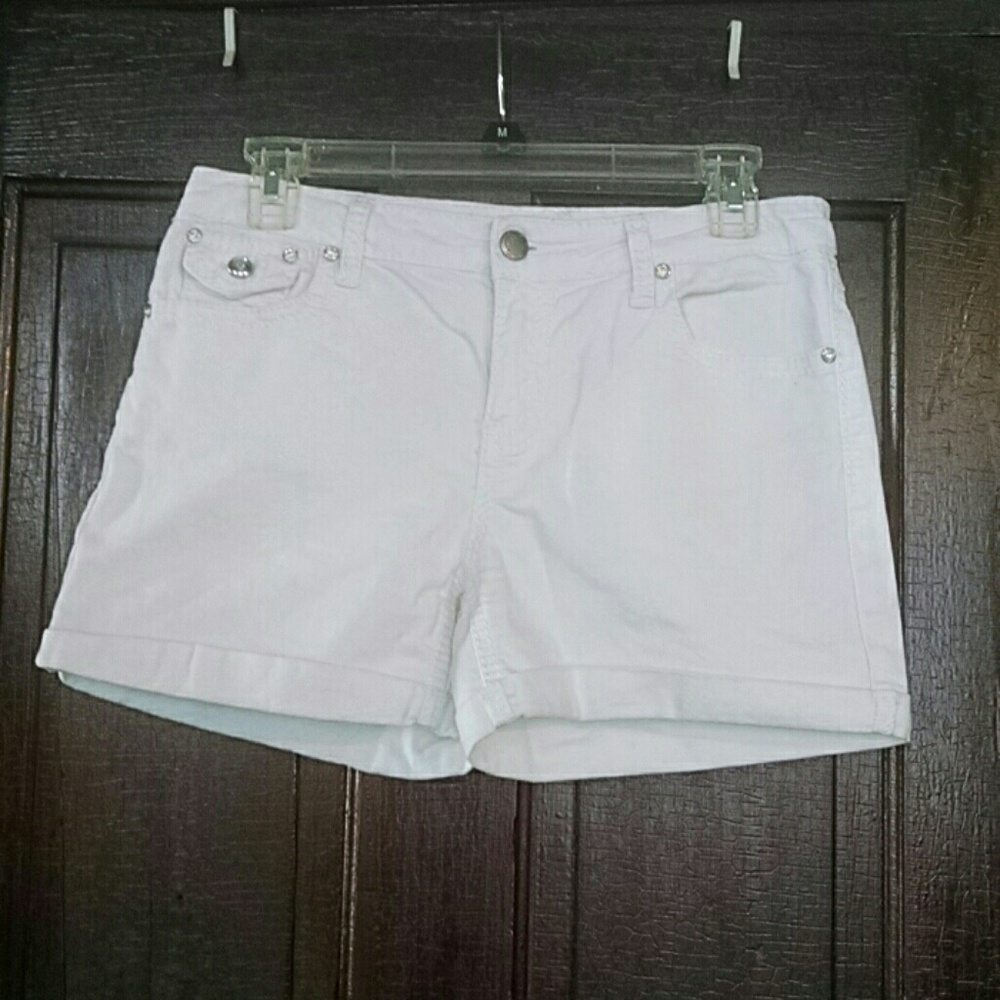 Earl Jean White Denim Rhinestone Shorts